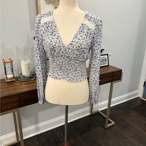 Floral Blue and White Women's Crop Top